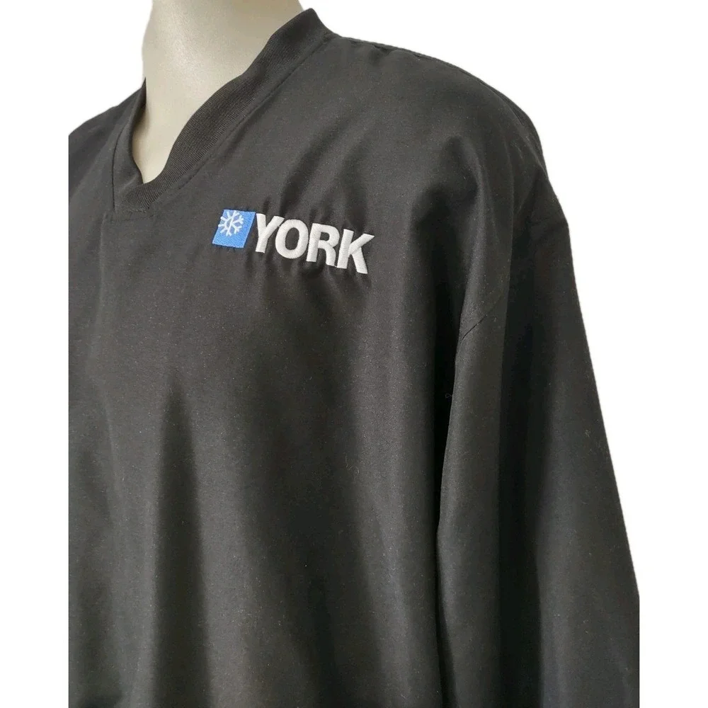 Badger Sport Windbreaker Pullover Large Mens York Logo Black V-Neck Gorp‎ Core